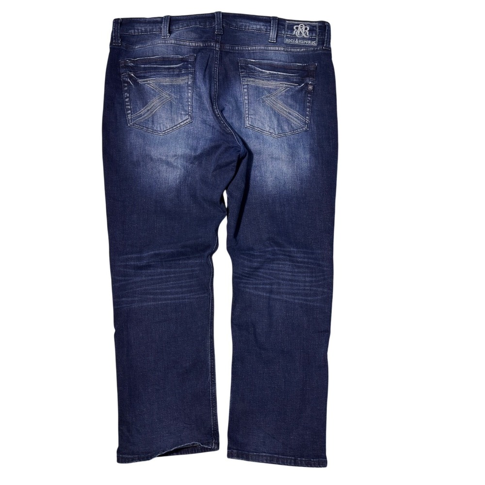 Rock & Republic Jeans Mens 42x32 Blue Straight‎ Leg Denim Pants